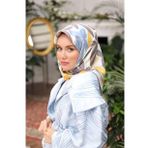 Silk Home Tivil İpek Eşarp 11439-31 Buz Mavi Karışık Desen
