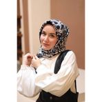 Silk Home Tivil İpek Eşarp IST 11419 - 40 Siyah-Beyaz Geometrik Desen