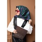 Silk Home Tivil İpek Eşarp Ist11419-19 Siyah, Yeşil, Eflatun