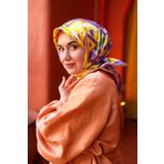Silk Home Tivil İpek Eşarp Ist11427-22 Sarı, Mor, Turuncu, Yeşil
