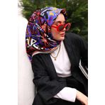 Silk Home Tivil İpek Eşarp Ist11427-44Gümüş, Parlak Turuncu, Çivit Mavi,