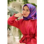 Silk Home Tivil İpek Eşarp Ist11432-45 Mor, Parlak Turuncu, Yeşil, Pembe