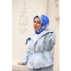 Silk Home Tivil İpek Eşarp Ist11437-19 Mavi Karışık Desen