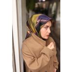 Silk Home Tivil İpek Eşarp Ist11448-44 Siyah, Haki, Hardal, Eflatun, Kahverengi Karışık Desen