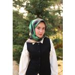 Silk Home Tivil İpek Eşarp Ist11448-45 Siyah, Koyu Vizon, Yeşil, Sarı Karışık Desen