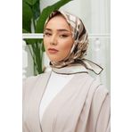Silk Home Tivil Siyah, Vizon, Ekru Desenli İpek Eşarp İst11386-12