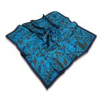 Silk Home Turkuaz-haki Çiçek Desen Tivil İpek Eşarp 11419-100