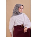 Silk Home Twill Ipek Eşarp 11479-34 - Lacivert - Gümüş - 90 x 90 cm