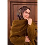 Silk Home Twill Ipek Eşarp Koyu Mor-Yeşil Çiçek Desenli Tok Duruşlu Kaymaz 90X90 - 90 x 90 cm