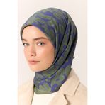 Silk Home Viskon Karışımlı Velora Eşarp Mor-Yeşil Desenli İnce Dokulu Dökümlü 90x90