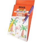 Silka Kuru Boya Jumbo 12 Renk Tam Boy 1 Paket Jumbo Kuru Boya Kalemi 12'li Üçgen Kolay Kullanım Canlı Renkler - Renkli - Standart