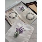 Silkarea Lavander Gıft Set - Pamuk Saten Nakış Işlemeli Lavanta Kesesi - Kutulu Hediye Seti - Krem Rengi - Beyaz