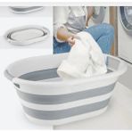 Silkyra Plastik Küçük Boy Katlanabilir Çamaşır Sepeti 25 Lt 55X35CM Gri Renk