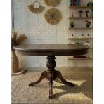 Silla Baba Ayaklı Masa Ahşap Oval Koyu Ceviz Renkli Açılır Masa (Boy 80 Cm/en 120 Cm)