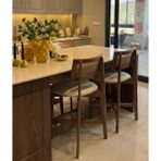Silla Concept 2'li Zion Bar Sandalyesi Teddy Krem Kumaş Hasırlı Ceviz Ahşap Ada Sandalyesi (2 Adet)