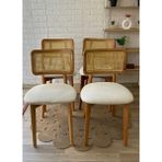Silla Concept 4 Adet Zion Sandalye Teddy Krem Kumaş Hasırlı Naturel Ahşap Sandalye (4 Adet)