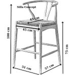 Silla Concept Havana Bar Sandalyesi Örme Oturum Ceviz Ahşap Ada Sandalye