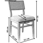 Silla Concept Lizbon Sandalye Teddy Krem Kumaş Hasırlı Naturel Ahşap Sandalye