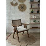 Silla Concept Luna Sandalye Teddy Krem Kumaş Hasırlı Ceviz Ahşap Sandalye