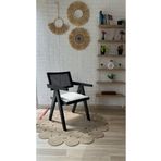 silla Concept Luna Sandalye Teddy Krem Kumaş Hasırlı Naturel Ahşap Sandalye
