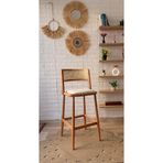 silla Concept Odin Bar Sandalyesi Teddy Krem Kumaş Hasırlı Naturel Ahşap Ada Sandalye