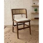 Silla Concept Odin Sandalye Teddy Krem Kumaş Hasırlı Ceviz Ahşap Sandalye