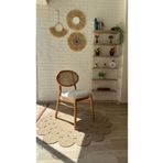 silla Concept Oslo Sandalye Teddy Krem Kumaş Hasırlı Naturel Ahşap Sandalye