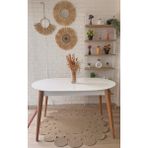 Silla Concept Pera Beyaz Ahşap Oval Üst Tablalı Naturel Ayaklı Açılır Masa (Boy 80 Cm/En 130 Cm) - Beyaz - Naturel