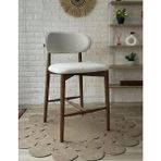 Silla Concept Polo Bar Sandalyesi Teddy Krem Kumaş Ceviz Ahşap Ada Sandalye