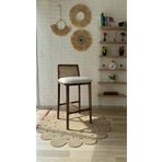 silla Concept Ross Bar Sandalyesi Teddy Krem Kumaş Hasırlı Bar Sandalyesi Ceviz Ahşap Ada Sandalye