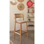 silla Odin Bar Sandalyesi Teddy Krem Kumaş Hasırlı Naturel Ahşap Ada Sandalye