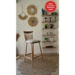 Silla Yıldız Bar Sandalyesi Teddy Krem Kumaş Naturel Ahşap Ada Sandalye
