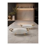Sillage Home 2’li Gold Kulplu Porselen Kayık Sunum Tabağı 29 Cm Dekoratif Servis Seti