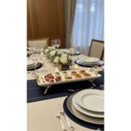 Sillage Home Lüks Gold Ayaklı Porselen Servis Tabağı 15x35 cm