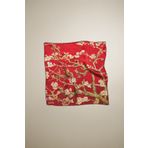 silqoora %100 Ipek Bandana Fular(55X55 CM)-vincent Van Gogh (BADEM AĞACI KIRMIZI)