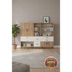 Silva 10 Raflı 6 Çekmeceli 4 Kapaklı Dolap - 220X30X163 Çam/aytaşı - Aytaşı - Atlas Çam