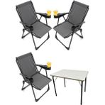 Silva 3 Adet Kamp Sandalyesi Bardaklıklı Lüks Piknik Sandalye Gri + Katlanır Mdf Masa - 6456 Ecorce Tube Marron - Polyester
