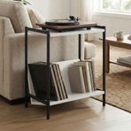 Silva 60x45cm Lamine Ahşap Pikap Sehpası, Metal Ayaklı Plaklık ve Modern Yan Sehpa (Beyaz)