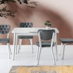 Silva Açılır Masa Kristal +4 Adet Simge Metal Sandalye Takım