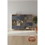 Silva Dolap 13 Raflı 3 Çekmeceli 5 Kapaklı 220X30X163 Çam-Antrasit - Atlas Çam