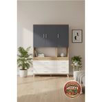 Silva Dolap: 6 Raflı, 6 Çekmeceli, 3 Kapaklı, 132X30X195 Çam/antrasit-Aytaşı - Atlas Çam