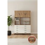 Silva Dolap 8 Raflı 8 Çekmeceli 3 Kapaklı 132X30X195 Çam-Aytaşı - Atlas Çam