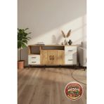 Silva Konsol 3 Raflı 4 Çekmeceli 2 Kapaklı 176X30X83 Çam-Aytaşı | Dekoratif Saklama