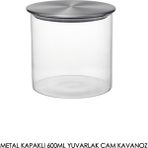 Silva Nature Metal Kapaklı 600 ml Yuvarlak Cam Kavanoz – Şeffaf Saklama Kabı - Çok Renkli
