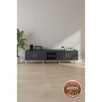 Silva Tv Ünitesi 220CM - 3 Raflı 4 Kapaklı Antrasit Modern Tasarım