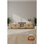 Silva Tv Ünitesi 220CM 3 Raflı 4 Kapaklı Aytaşı-Çam | Modern Dekorasyon