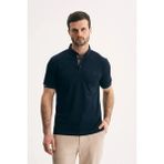 Silvano Erkek Yaka Içi Desenli Premium Slim Fit Polo Yaka Tişört - Lacivert - 2XL