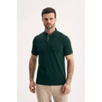 Silvano Erkek Yaka Içi Desenli Premium Slim Fit Polo Yaka Tişört - Yeşil