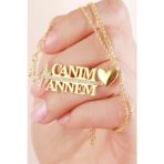 Silvano Jewelry 925 Ayar Gold Zirkon Taşlı Annem Gümüş Kolye