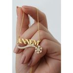 Silvano Jewelry 925 Ayar Gold Zirkon Taşlı Kartaneli Annem Gümüş Kolye
